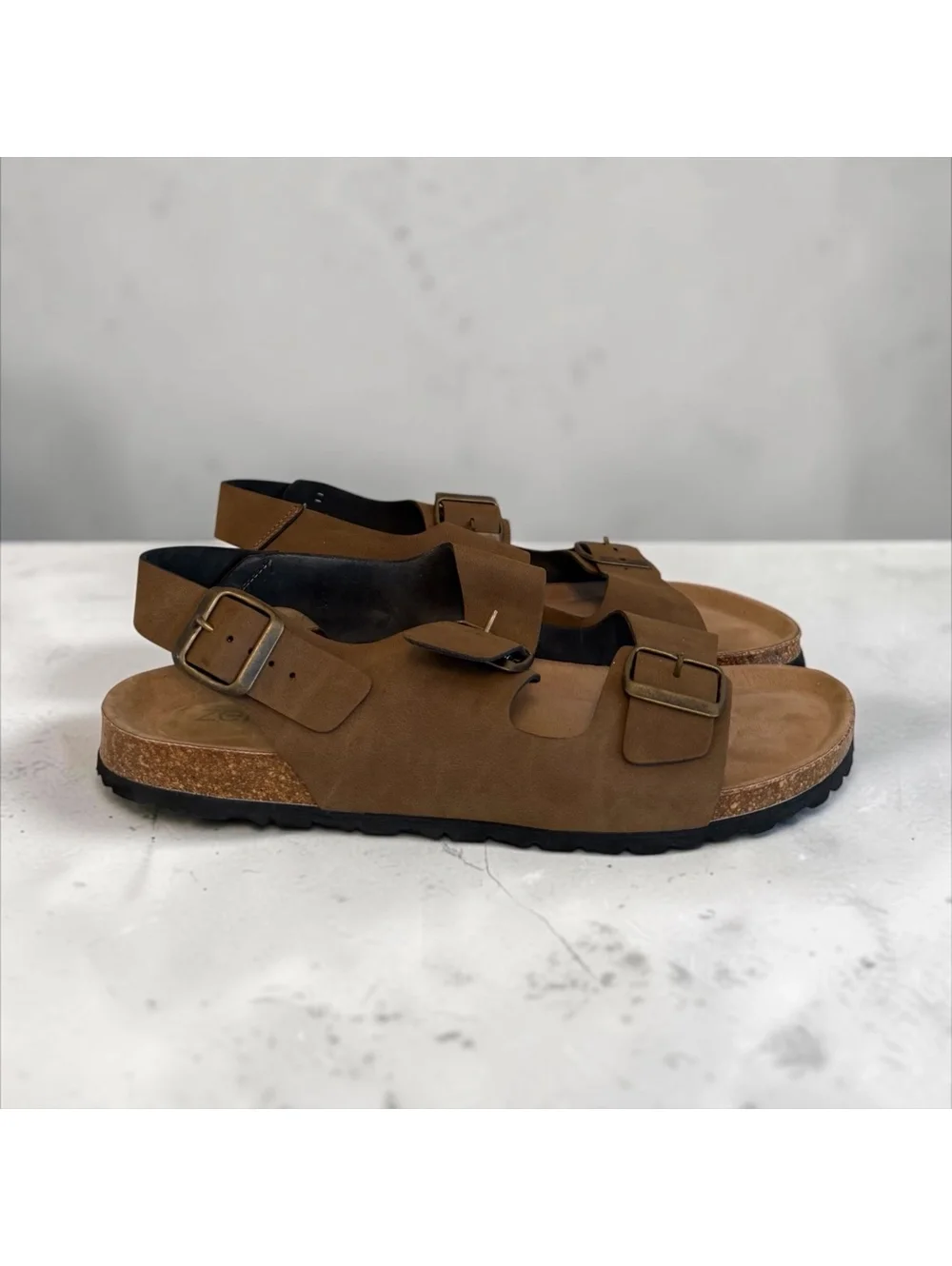 Zeroe Men’s Cork Footbed Sandals - Size 10 - Brown (Made in Spain)